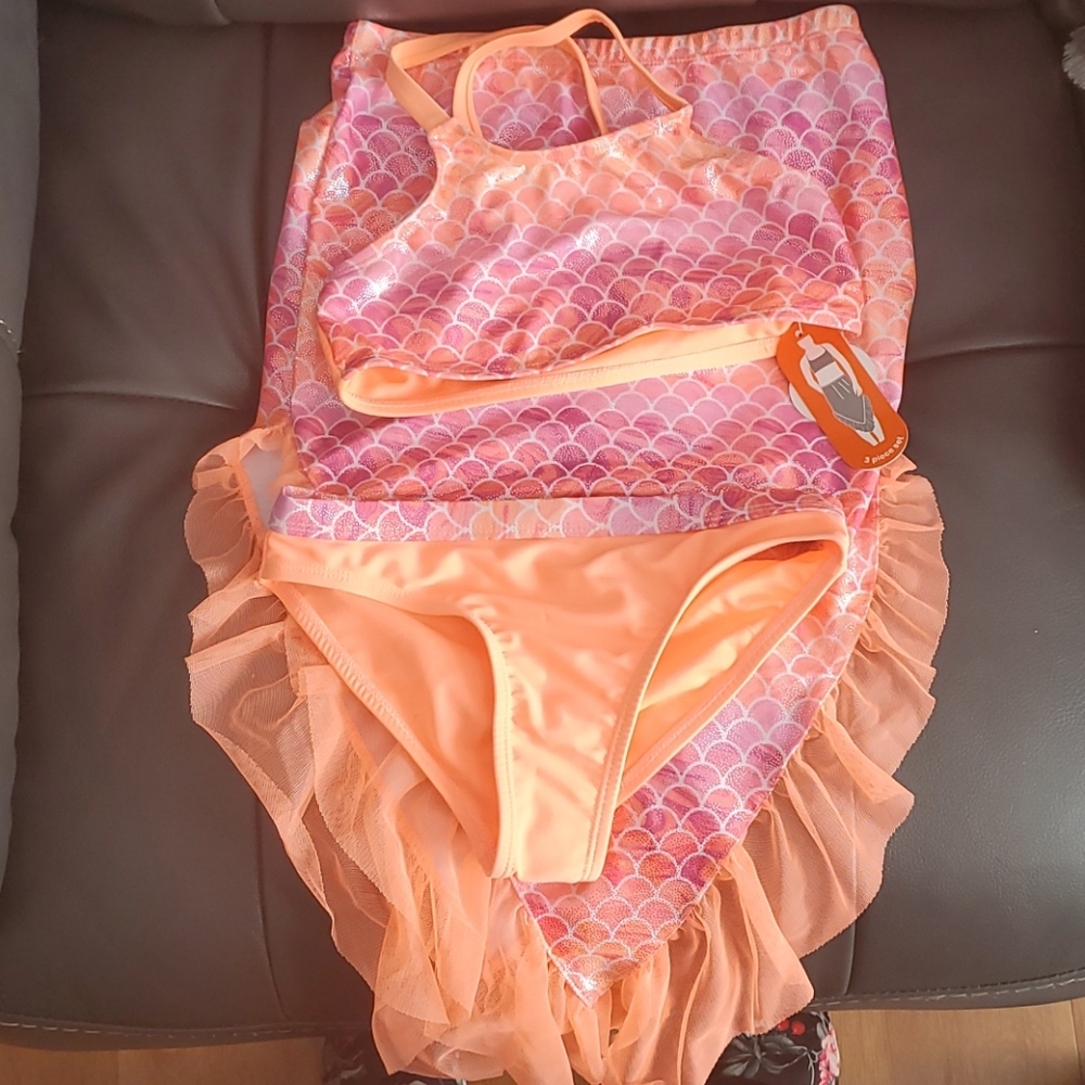 Girls 3 piece Mermaid bathing suit